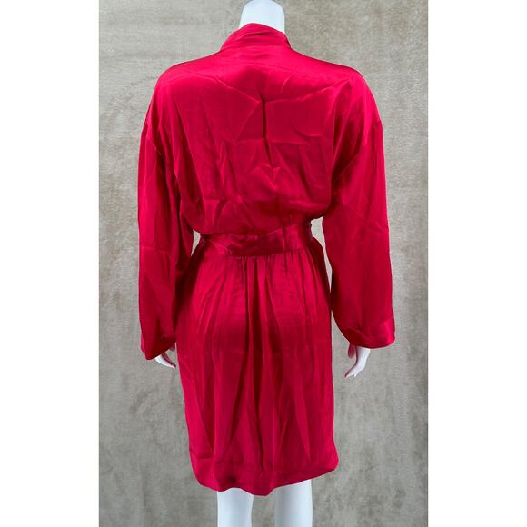 Vintage Victorias Secret Robe Women Small Petite Red 100% Silk Coquette Romantic - Picture 8 of 14